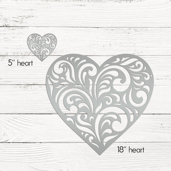 Metal Decorative  Heart Sign - Valentine Decor - Paisley Heart Decor