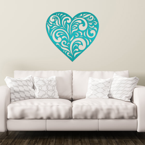 Metal Decorative  Heart Sign - Valentine Decor - Paisley Heart Decor