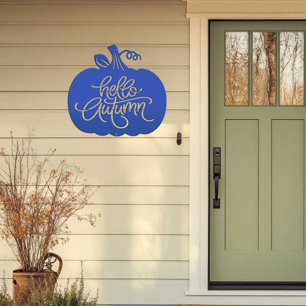 Hello Autumn Pumpkin Fall Décor Metal Sign