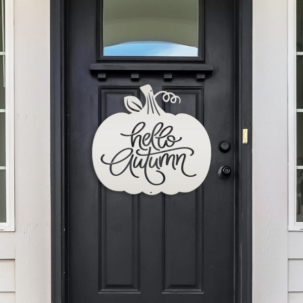 Hello Autumn Pumpkin Fall Décor Metal Sign