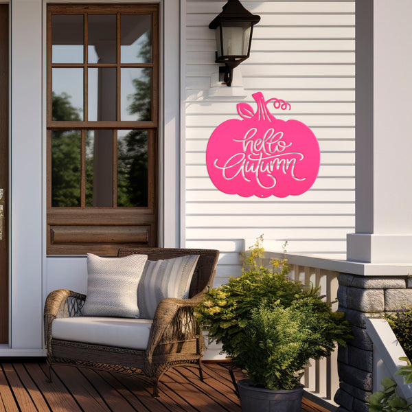 Hello Autumn Pumpkin Fall Décor Metal Sign