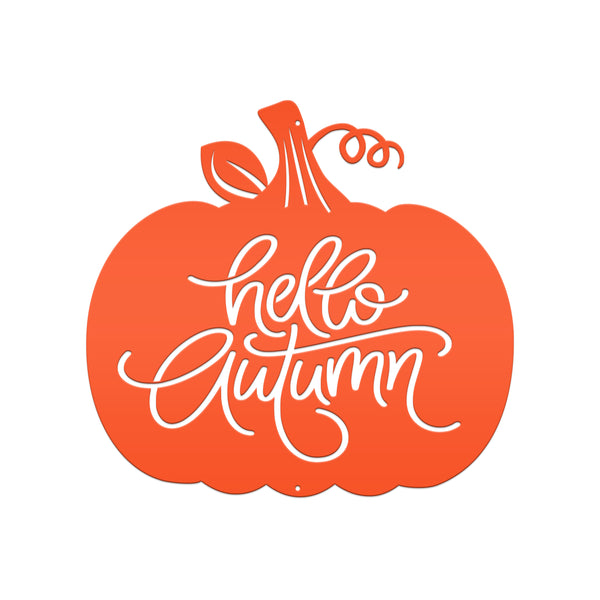 Hello Autumn Pumpkin Fall Décor Metal Sign