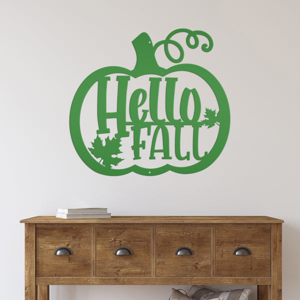 Hello Fall Pumpkin Autumn Décor Metal Sign
