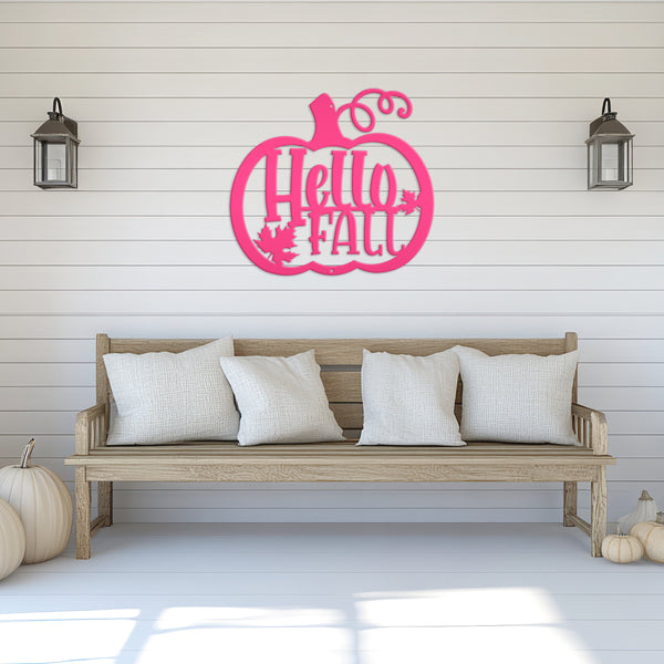Hello Fall Pumpkin Autumn Décor Metal Sign