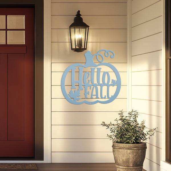 Hello Fall Pumpkin Autumn Décor Metal Sign