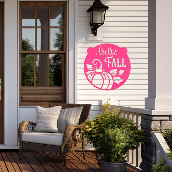 Autumn Seasonal Greetings Outdoor Metal Sign - Handmade Farmhouse Home Decor - Thanksgiving Entryway Art - Fall Leaves Festive Decoration