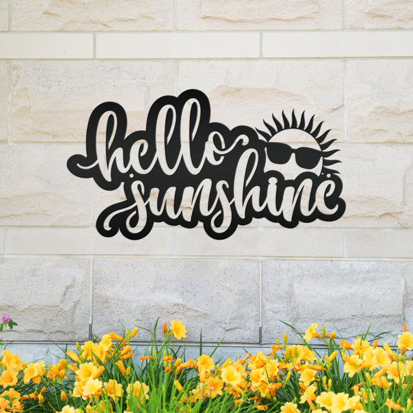 Hello Sunshine Sign, Outdoor Metal Summer Decor