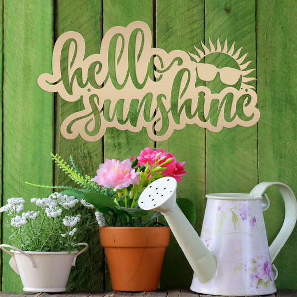 Hello Sunshine Sign, Outdoor Metal Summer Decor