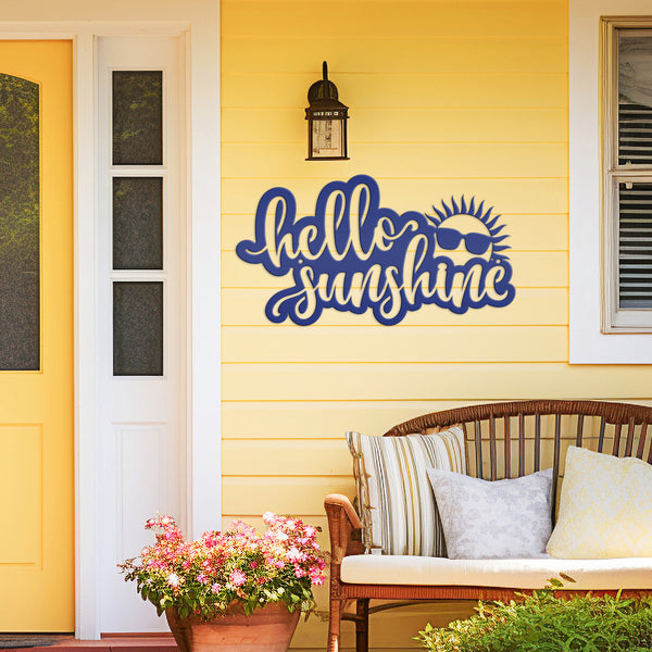 Hello Sunshine Sign, Outdoor Metal Summer Decor