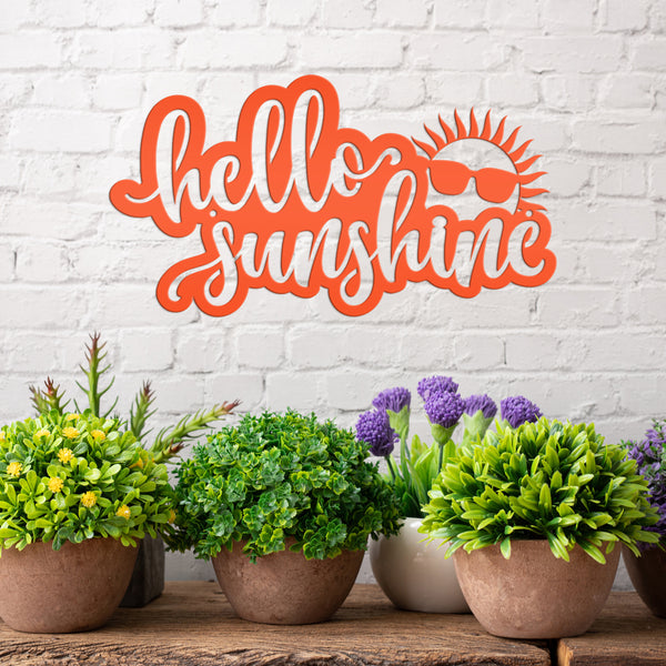 Hello Sunshine Sign, Outdoor Metal Summer Decor