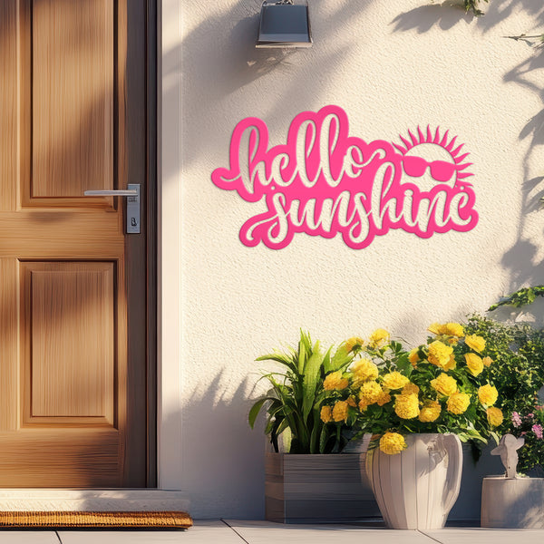 Hello Sunshine Sign, Outdoor Metal Summer Decor