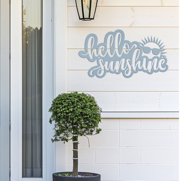 Hello Sunshine Sign, Outdoor Metal Summer Decor