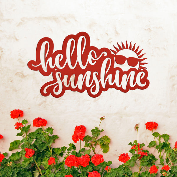 Hello Sunshine Sign, Outdoor Metal Summer Decor