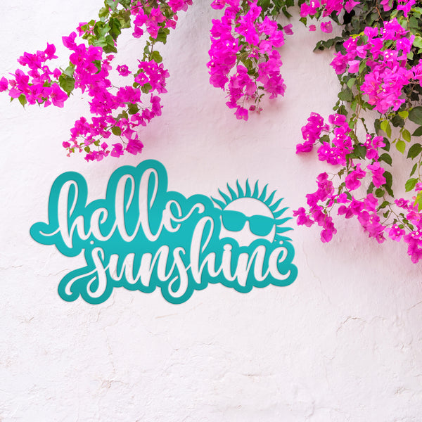 Hello Sunshine Sign, Outdoor Metal Summer Decor