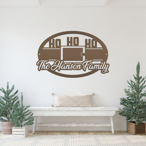 Personalized Family Name Ho Ho Ho Christmas Metal Sign