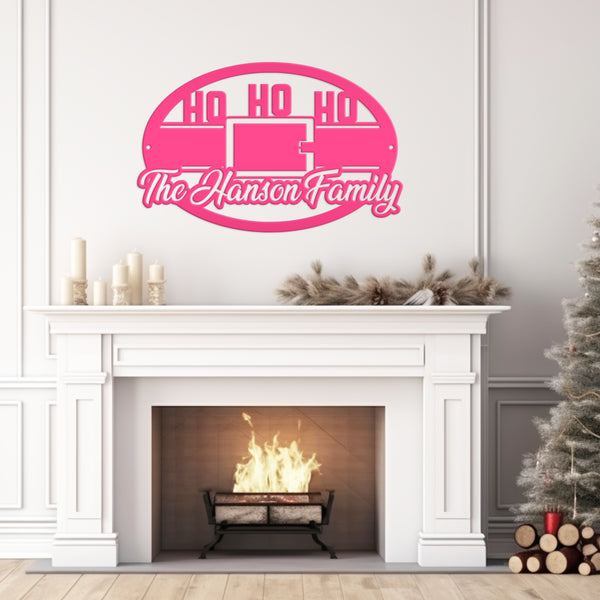 Personalized Family Name Ho Ho Ho Christmas Metal Sign