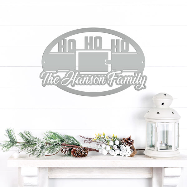 Personalized Family Name Ho Ho Ho Christmas Metal Sign