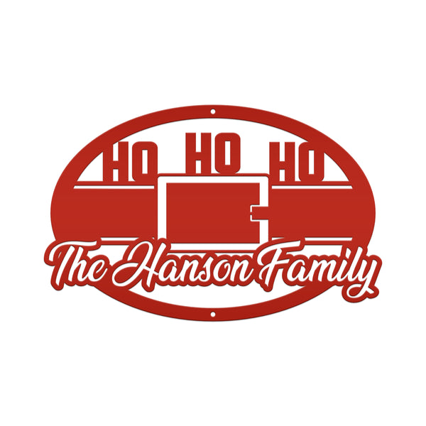 Personalized Family Name Ho Ho Ho Christmas Metal Sign