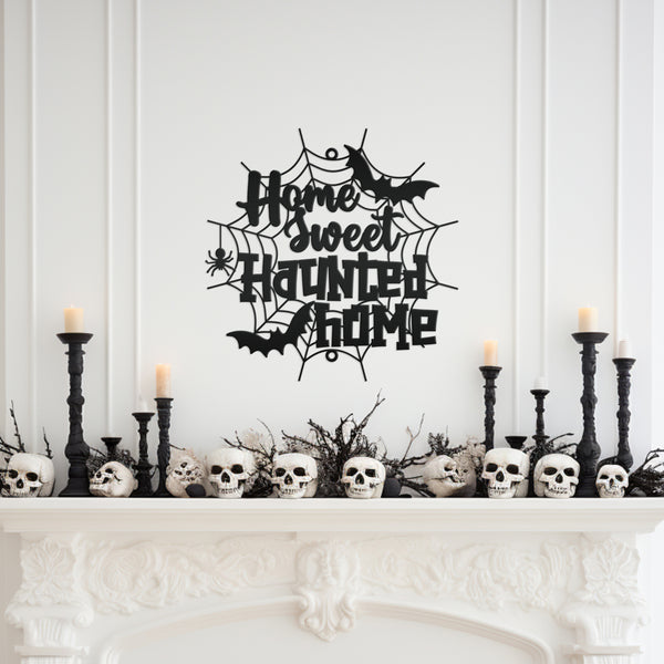 Home Sweet Haunted Home Metal Sign - Halloween Decor