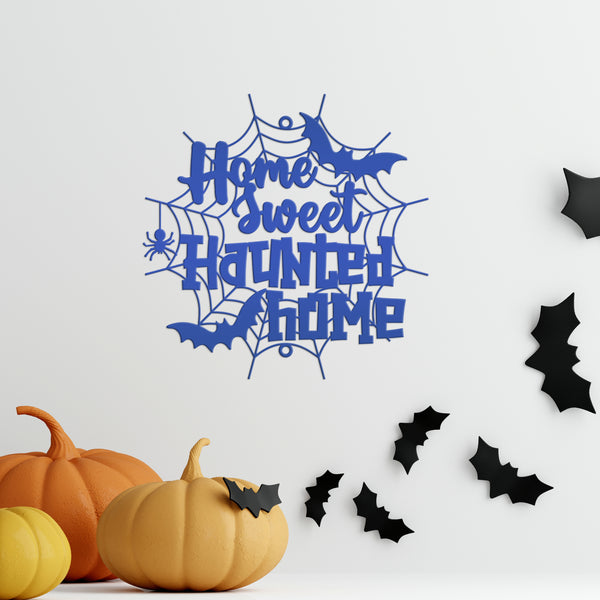 Home Sweet Haunted Home Metal Sign - Halloween Decor
