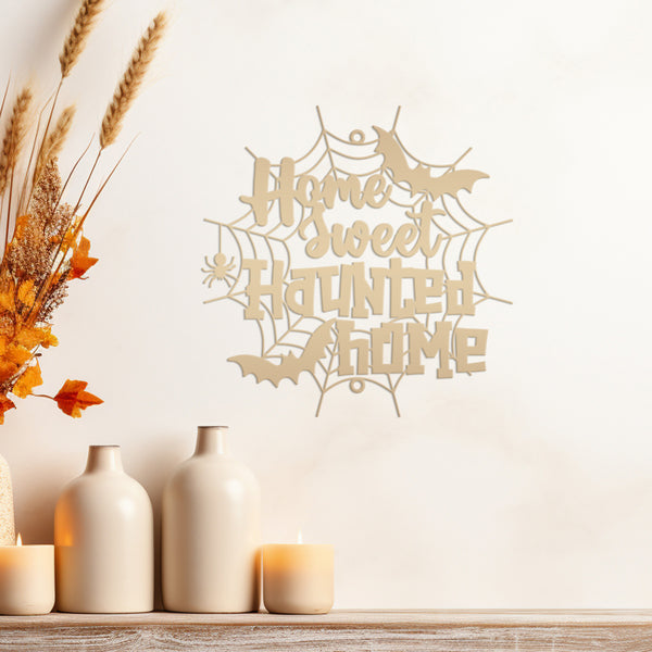 Home Sweet Haunted Home Metal Sign - Halloween Decor
