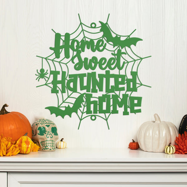 Home Sweet Haunted Home Metal Sign - Halloween Decor