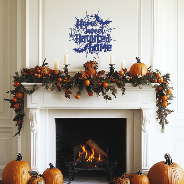 Home Sweet Haunted Home Metal Sign - Halloween Decor