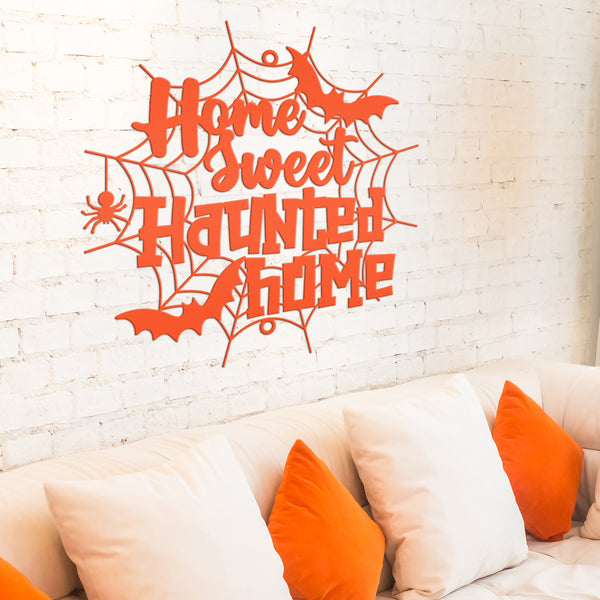 Home Sweet Haunted Home Metal Sign - Halloween Decor