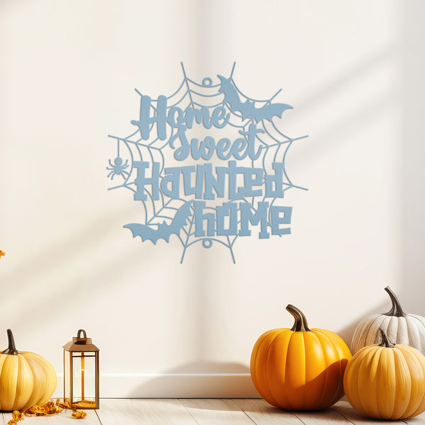 Home Sweet Haunted Home Metal Sign - Halloween Decor