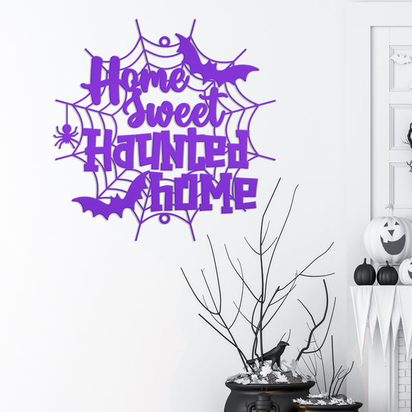 Home Sweet Haunted Home Metal Sign - Halloween Decor