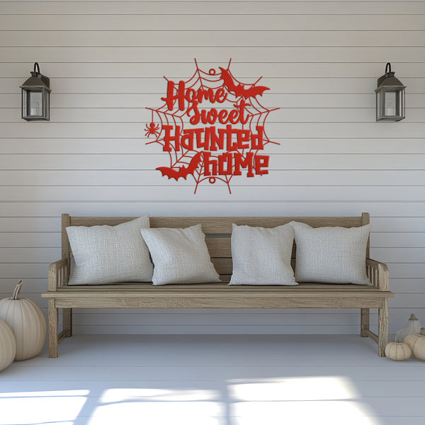 Home Sweet Haunted Home Metal Sign - Halloween Decor