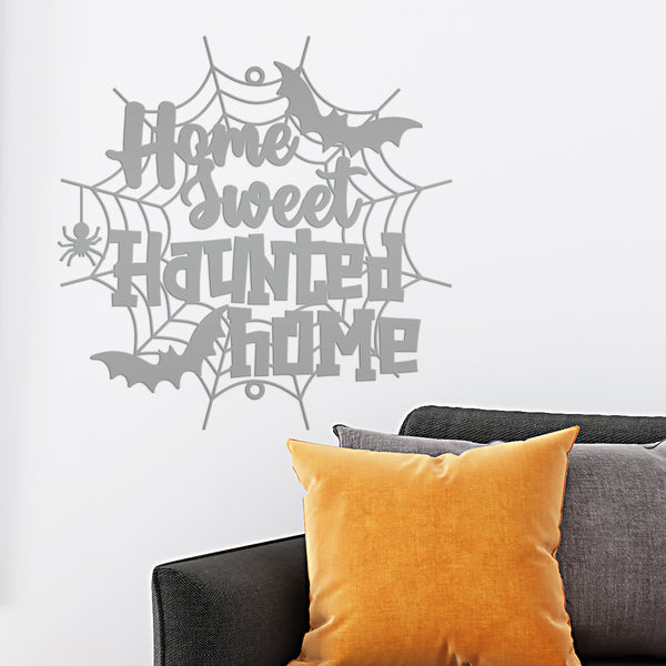 Home Sweet Haunted Home Metal Sign - Halloween Decor