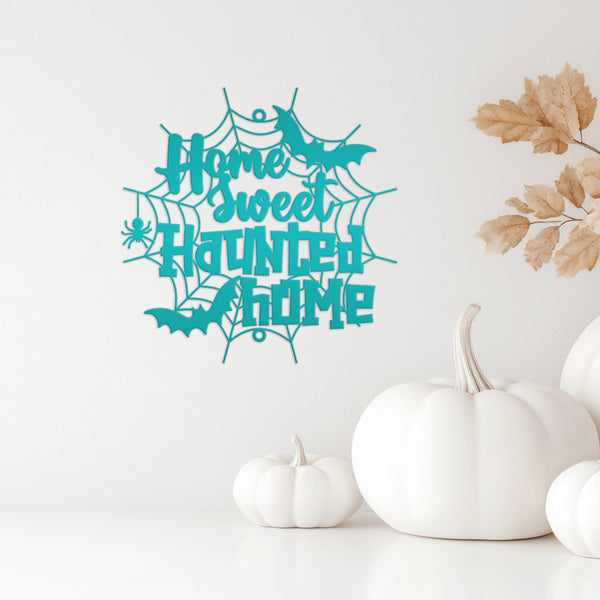 Home Sweet Haunted Home Metal Sign - Halloween Decor