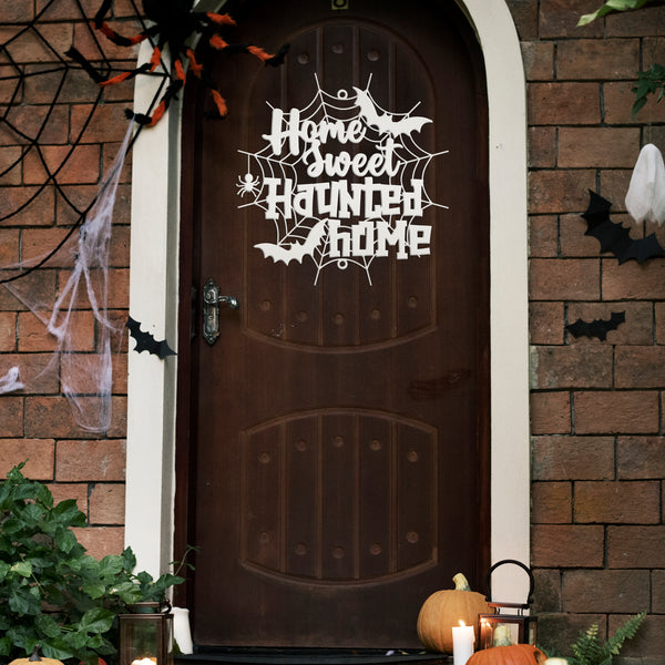 Home Sweet Haunted Home Metal Sign - Halloween Decor