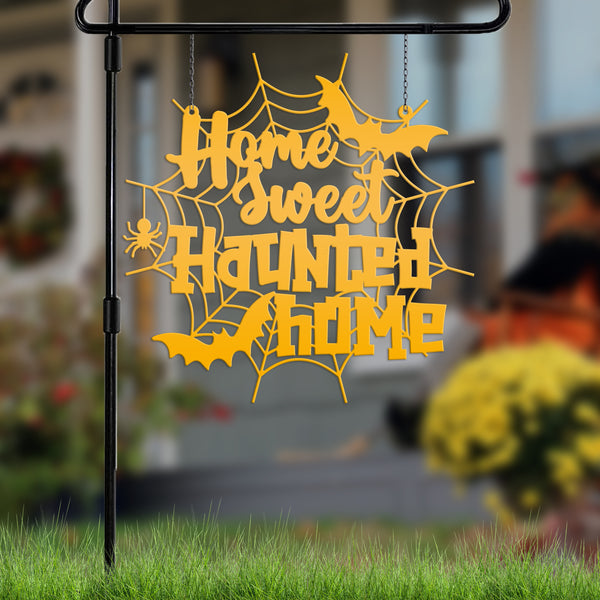 Home Sweet Haunted Home Metal Sign - Halloween Decor