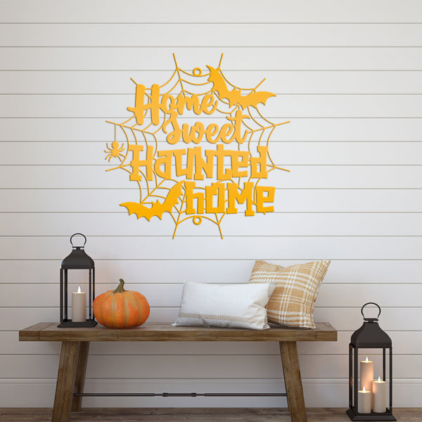Home Sweet Haunted Home Metal Sign - Halloween Decor