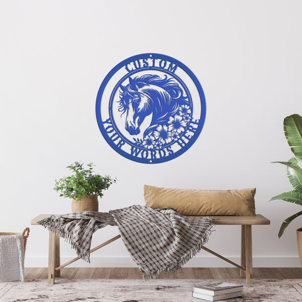 Unique Floral Horse Sign with Custom Name - Unique Metal Horse Art - Personalized Wall Hanging - Charming Farmhouse Decor - Gift for Her