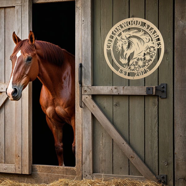 Unique Floral Horse Sign with Custom Name - Unique Metal Horse Art - Personalized Wall Hanging - Charming Farmhouse Decor - Gift for Her