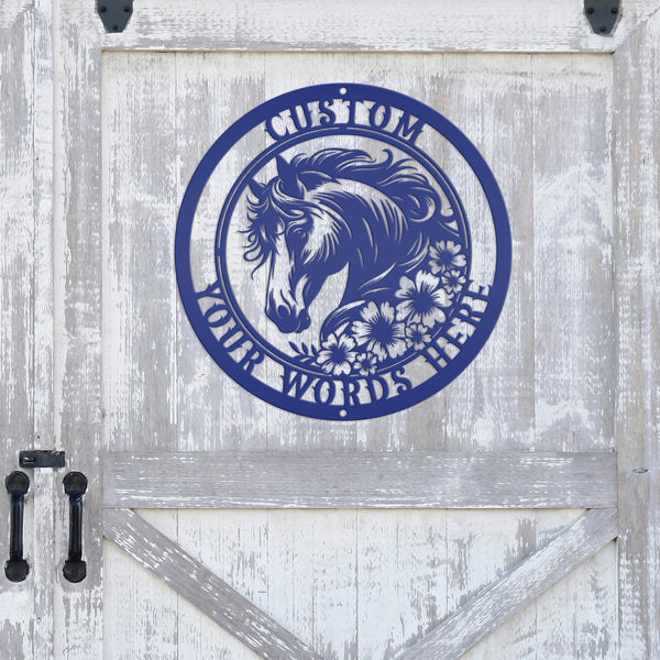 Unique Floral Horse Sign with Custom Name - Unique Metal Horse Art - Personalized Wall Hanging - Charming Farmhouse Decor - Gift for Her