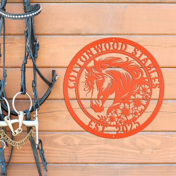 Unique Floral Horse Sign with Custom Name - Unique Metal Horse Art - Personalized Wall Hanging - Charming Farmhouse Decor - Gift for Her