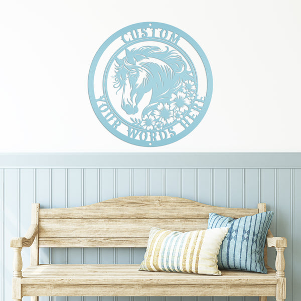 Unique Floral Horse Sign with Custom Name - Unique Metal Horse Art - Personalized Wall Hanging - Charming Farmhouse Decor - Gift for Her