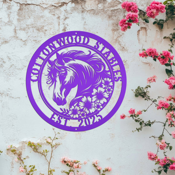 Unique Floral Horse Sign with Custom Name - Unique Metal Horse Art - Personalized Wall Hanging - Charming Farmhouse Decor - Gift for Her
