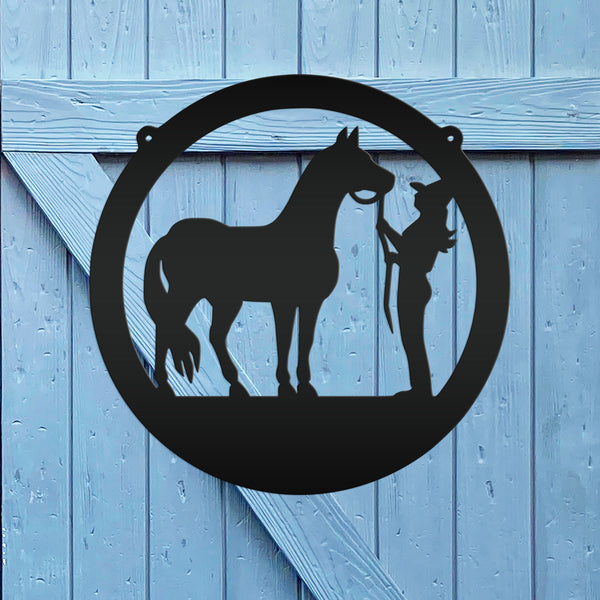 Horse and Owner Metal Sign-Horse Girl-Horse Riding-Horse Theme Decor-Horse Decor-Horse Bedroom Theme