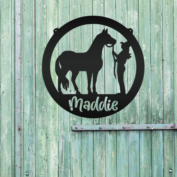 Personalized Horse and Owner Metal Sign-Horse Girl Metal Sign-Horse Themed Decor-Horse Lover