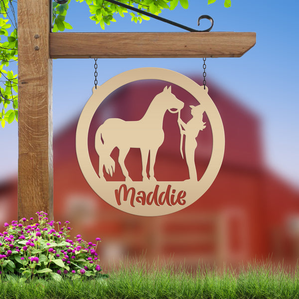 Personalized Horse and Owner Metal Sign-Horse Girl Metal Sign-Horse Themed Decor-Horse Lover