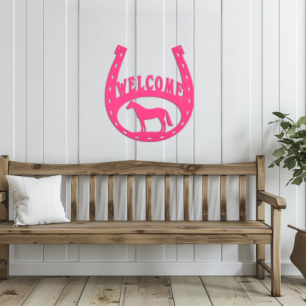 Horse Shoe Welcome Sign, Horse Shoe Art-Horse Barn Wall Decor, Horse Gift