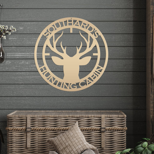 Personalized Deer Hunting Cabin Metal Sign