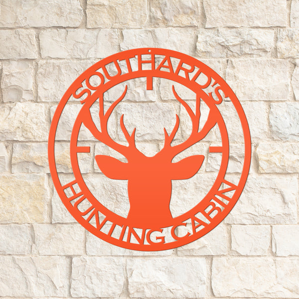Personalized Deer Hunting Cabin Metal Sign