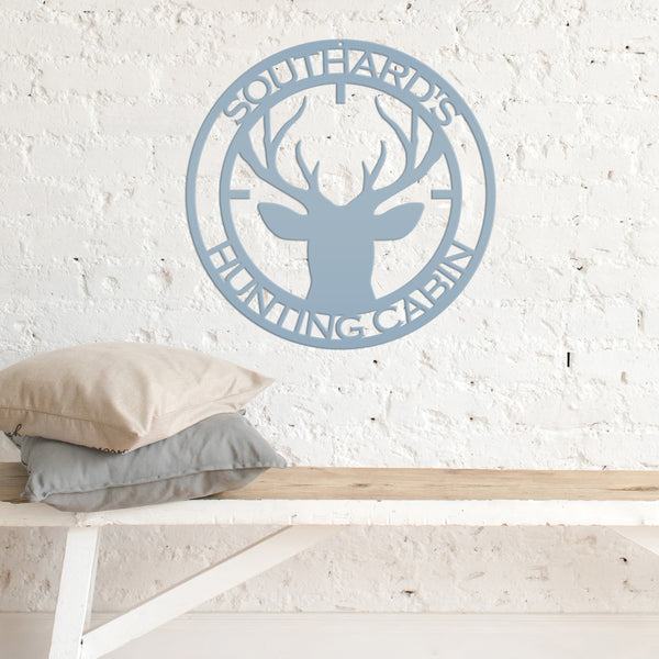 Personalized Deer Hunting Cabin Metal Sign
