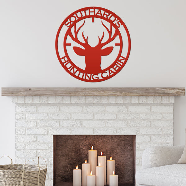 Personalized Deer Hunting Cabin Metal Sign